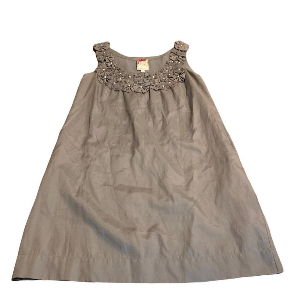 Yoana Baraschi Grey Scoop Neck Silk Shift Dress Small